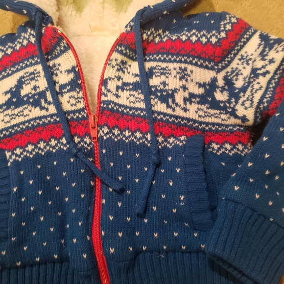 Vintage Fingerhut Fashions 1980's Kids Reindeer Sweater Coat - Picture 3 of 5